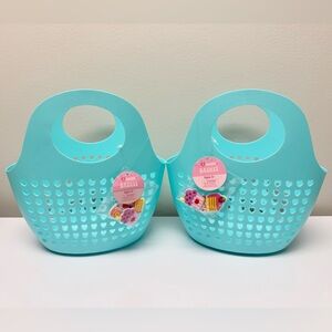 New! Set of 2 Target Bullseye Playground Silicone Baskets Aqua Blue w/ charms